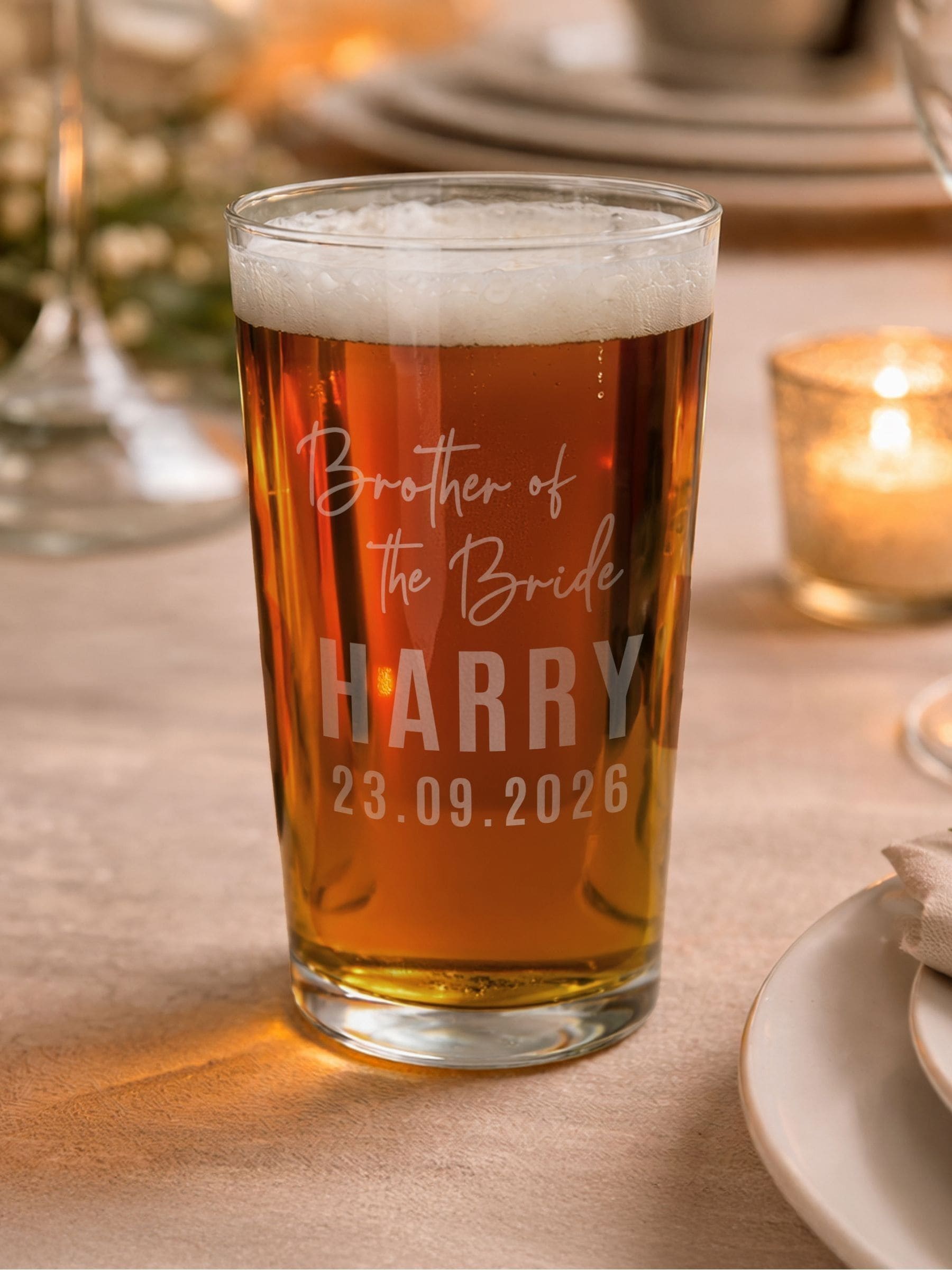 PMC personalised brother of the bride pint glass - British product