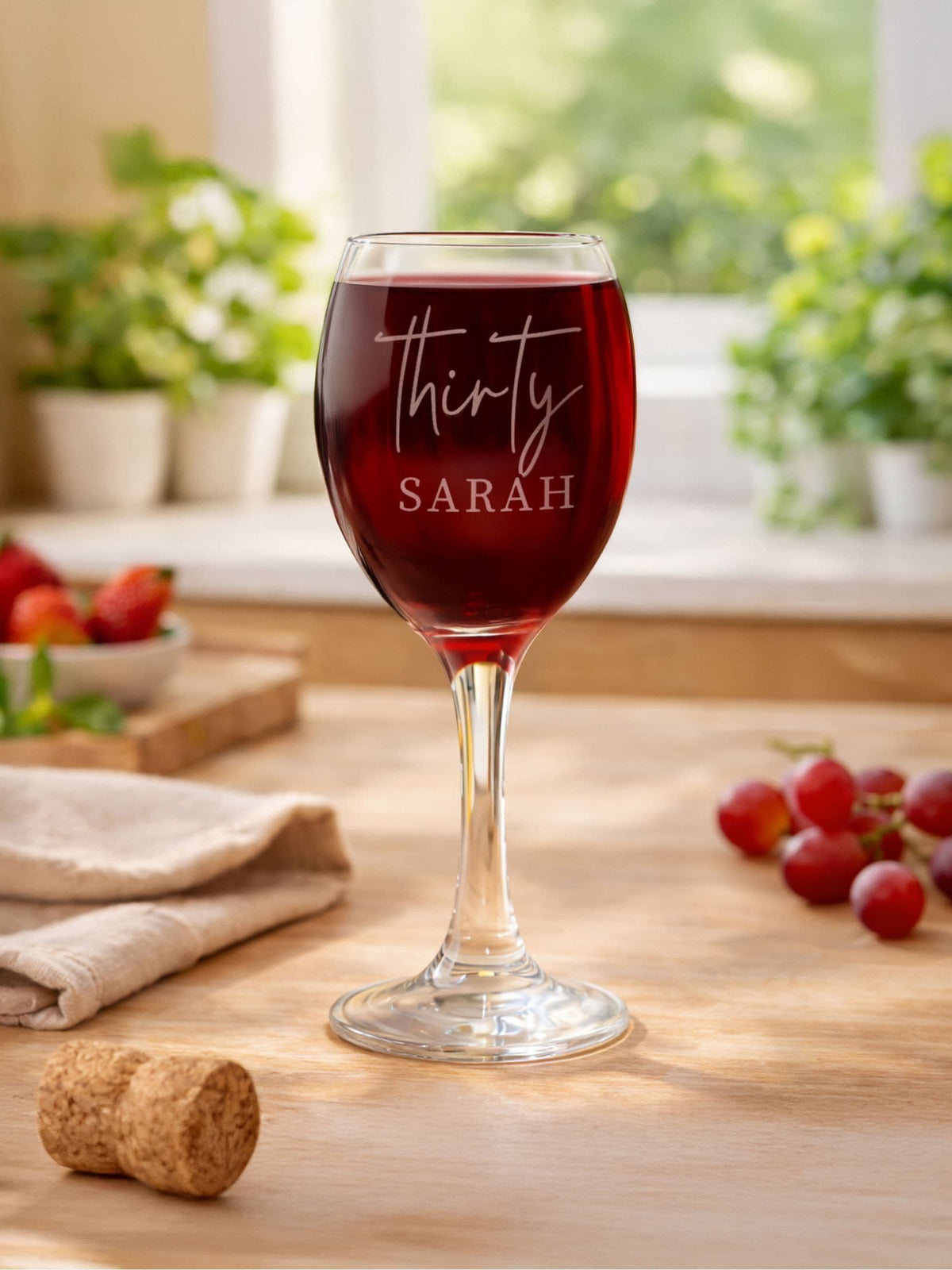 PMC personalised wine glass 7.5cm, imported from the UK