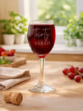 PMC personalised wine glass 7.5cm, imported from the UK