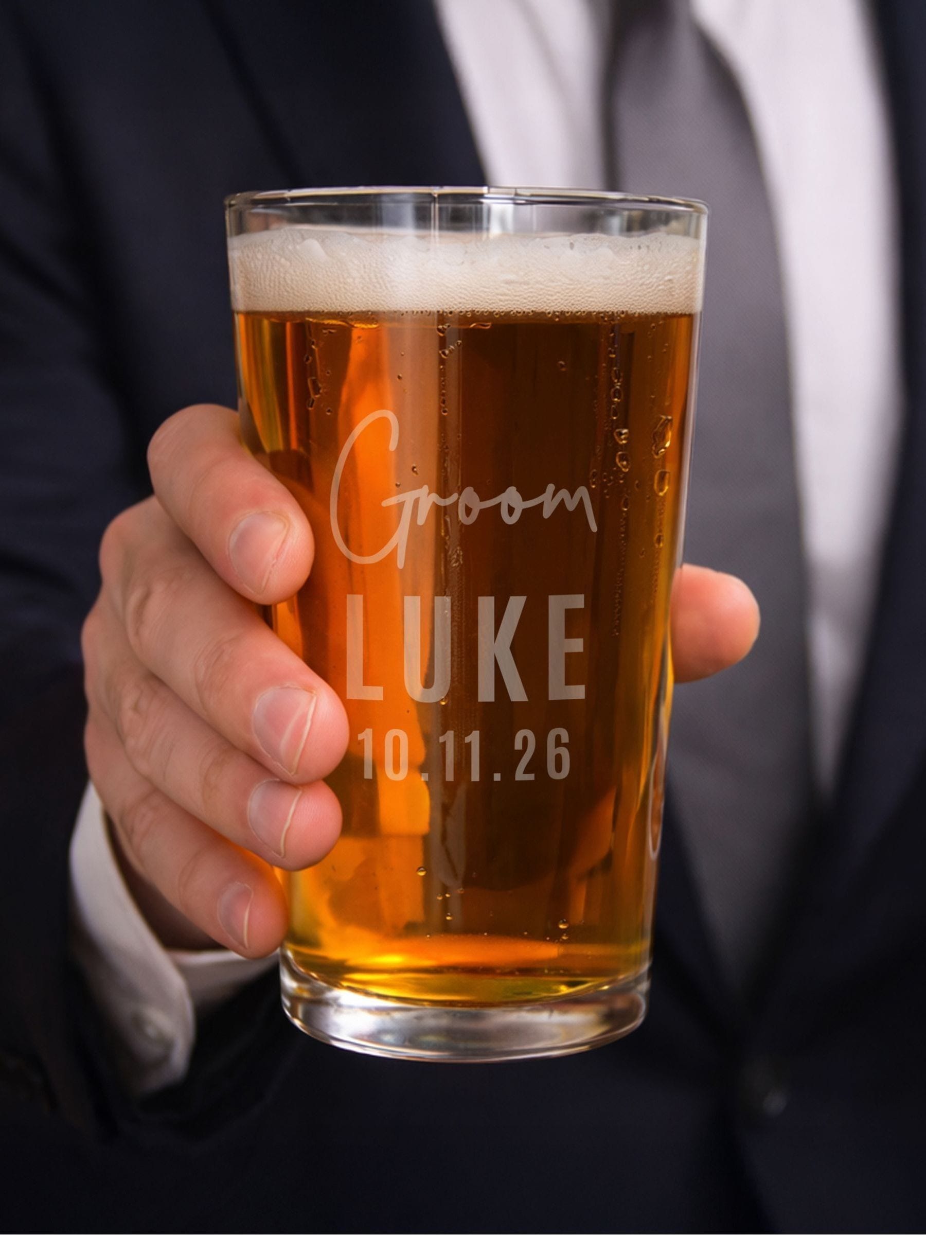 Personalised groom pint glass by PMC - British product