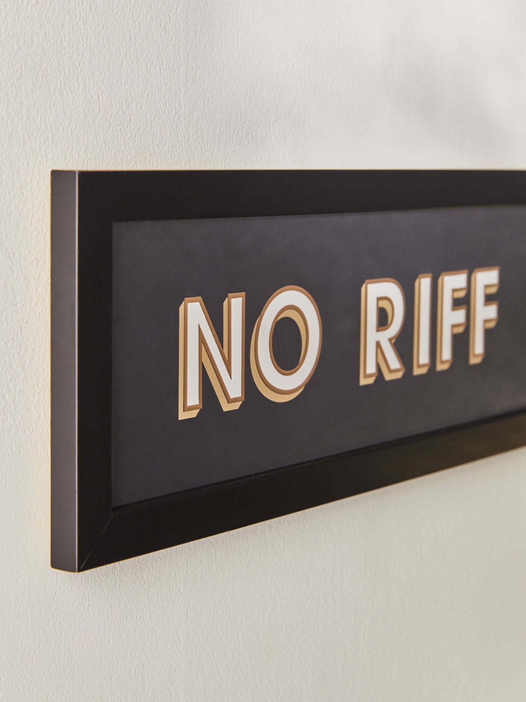No Riff Raff framed wall art Black/Gold 12x80x2cm - British product