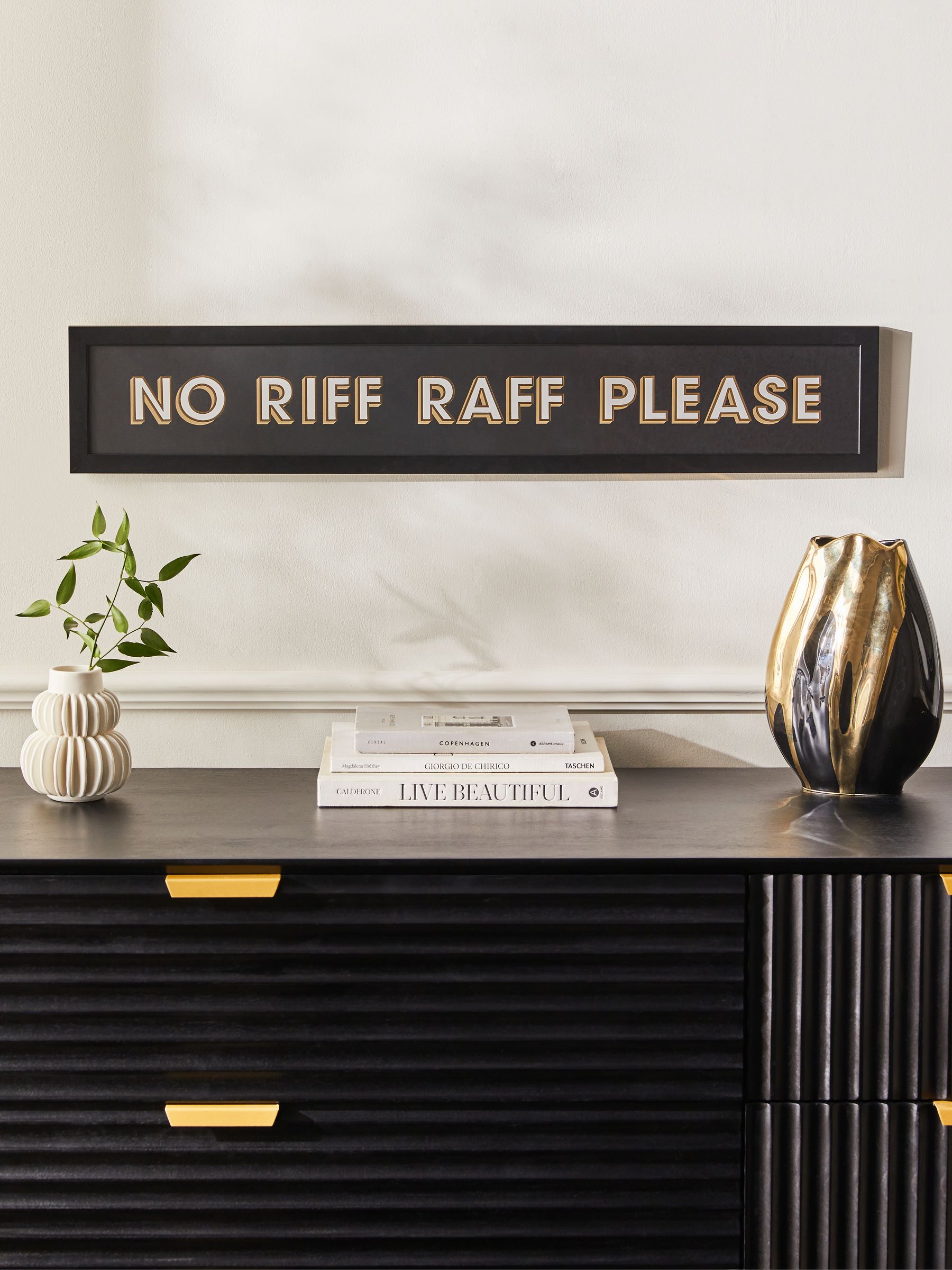 No Riff Raff framed wall art Black/Gold 12x80x2cm - British product