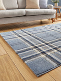 Catherine Lansfield blue kelso check tartan rug, imported from the UK