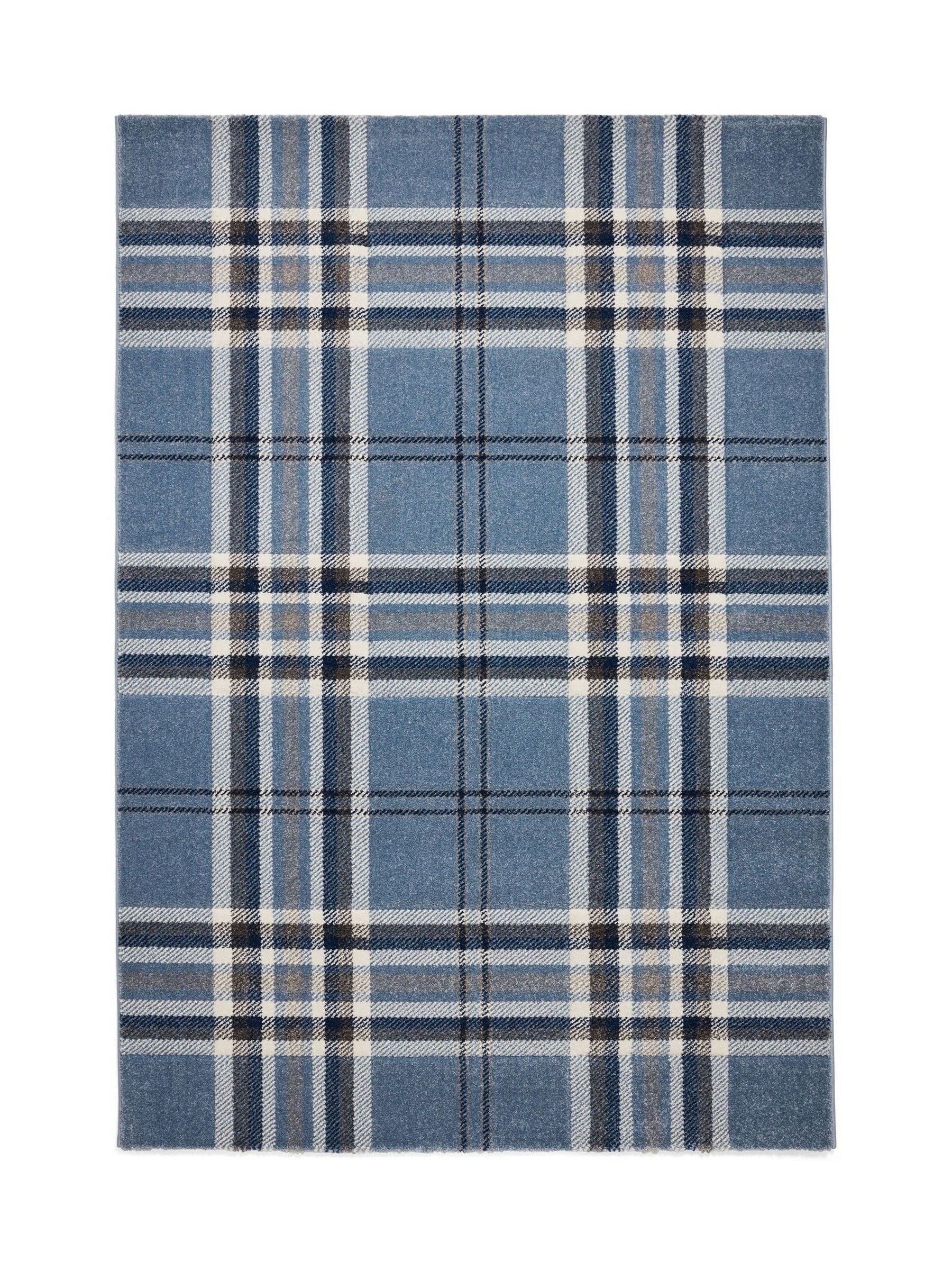Catherine Lansfield blue kelso check tartan rug, imported from the UK