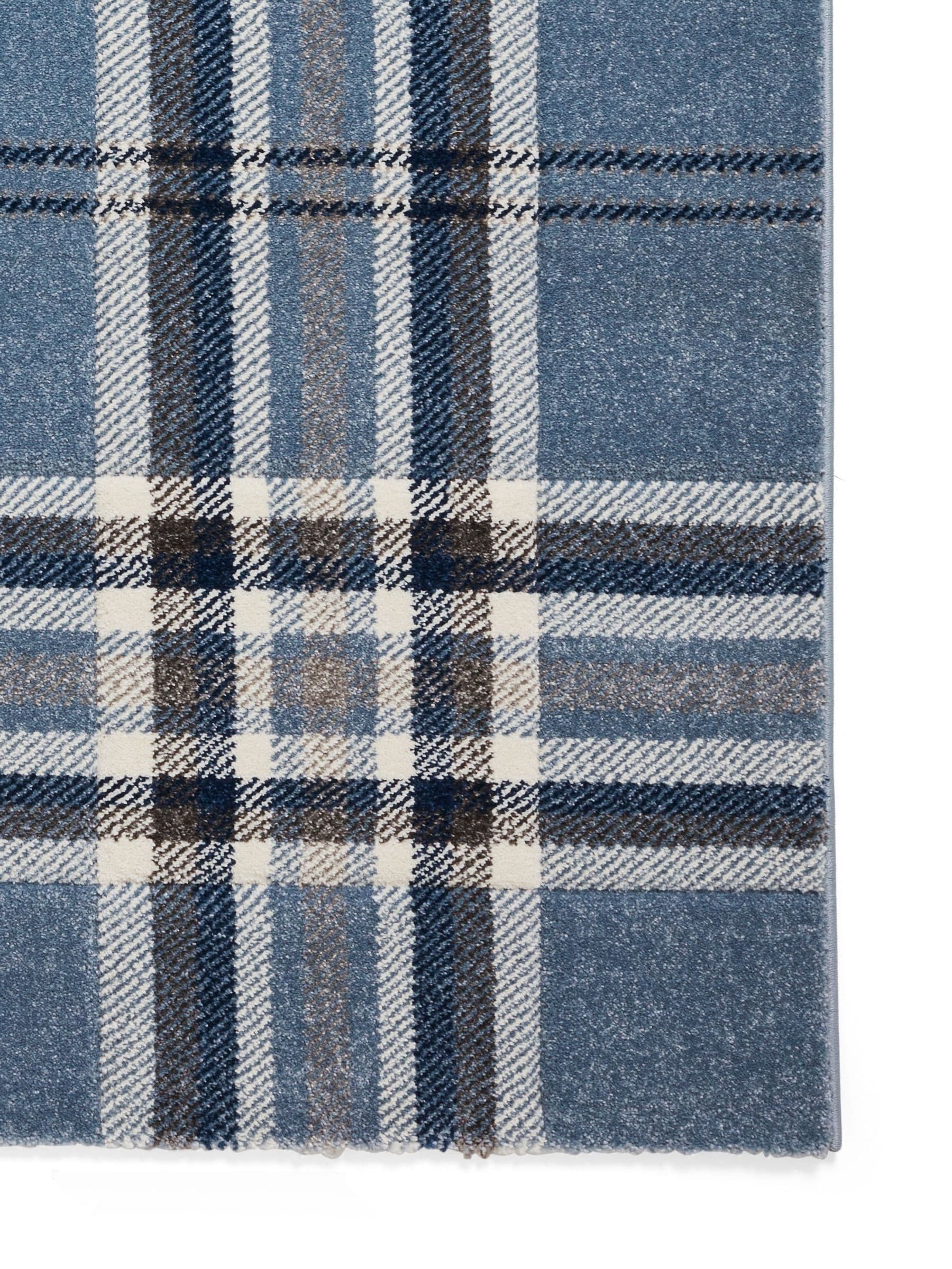 Catherine Lansfield blue kelso check tartan rug, imported from the UK