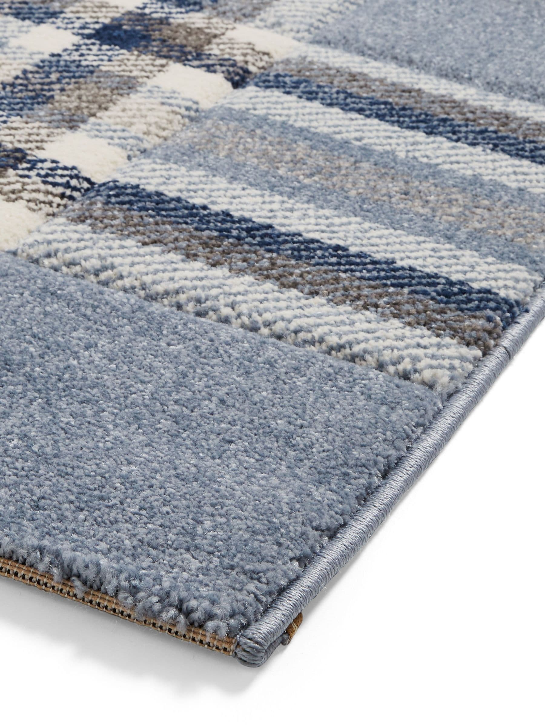 Catherine Lansfield blue kelso check tartan rug, imported from the UK