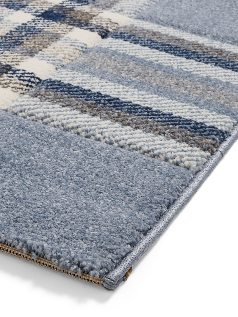 Catherine Lansfield blue kelso check tartan rug, imported from the UK