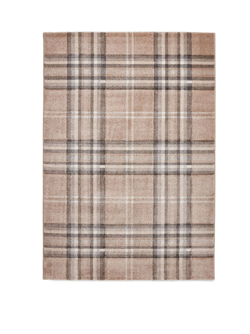 Catherine Lansfield Beige Kelso Check Tartan Rug - British product