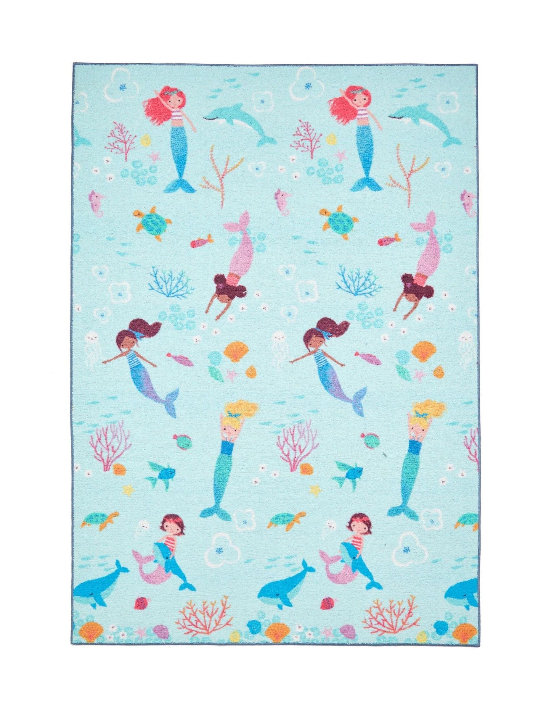 Catherine Lansfield blue mermaid washable children's rug (British brand)
