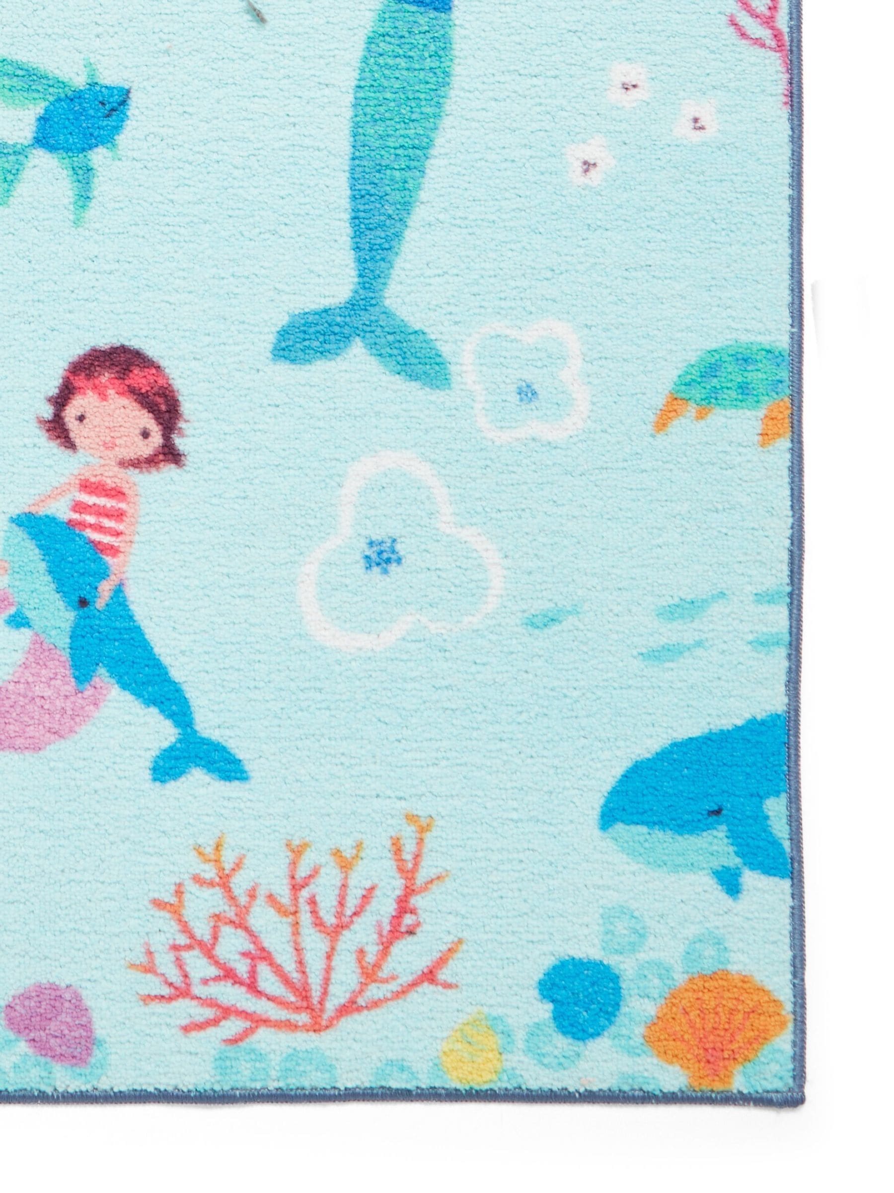 Catherine Lansfield blue mermaid washable children's rug (British brand)