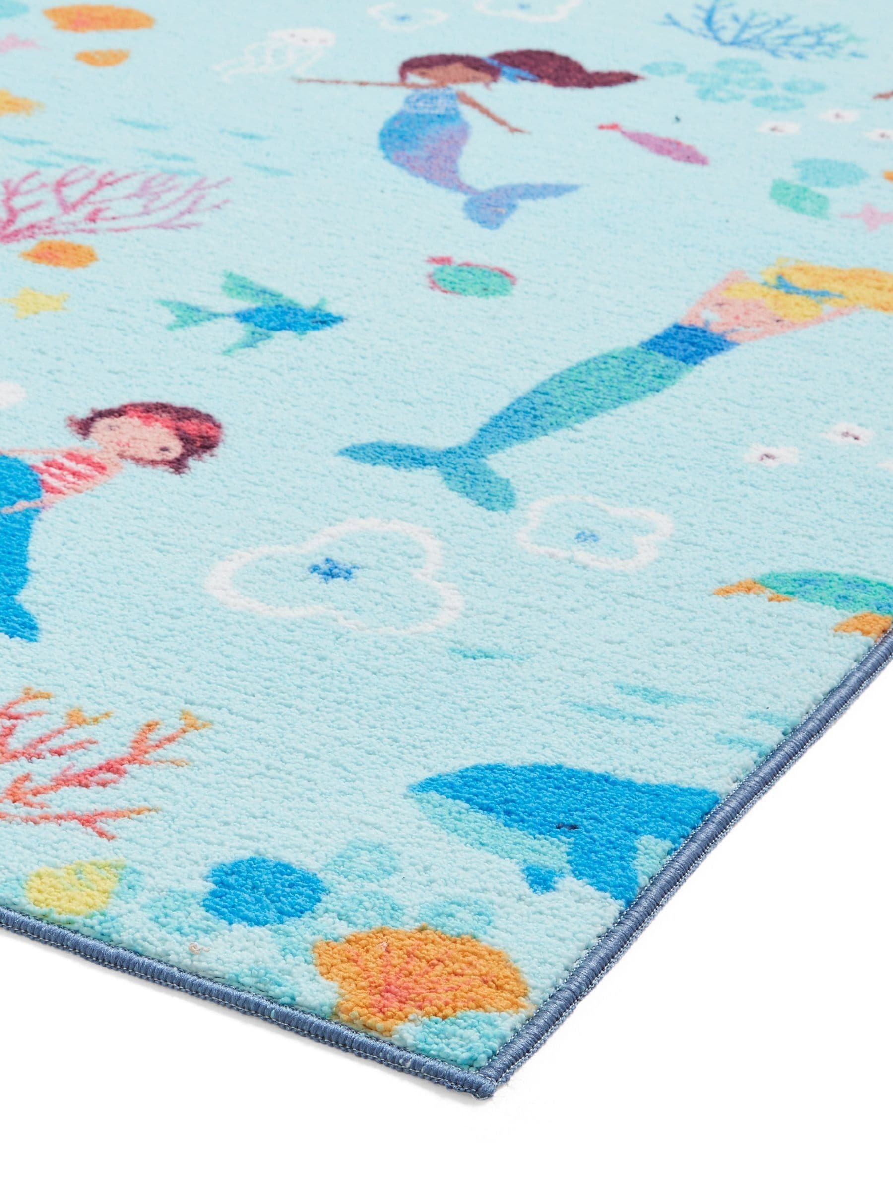 Catherine Lansfield blue mermaid washable children's rug (British brand)