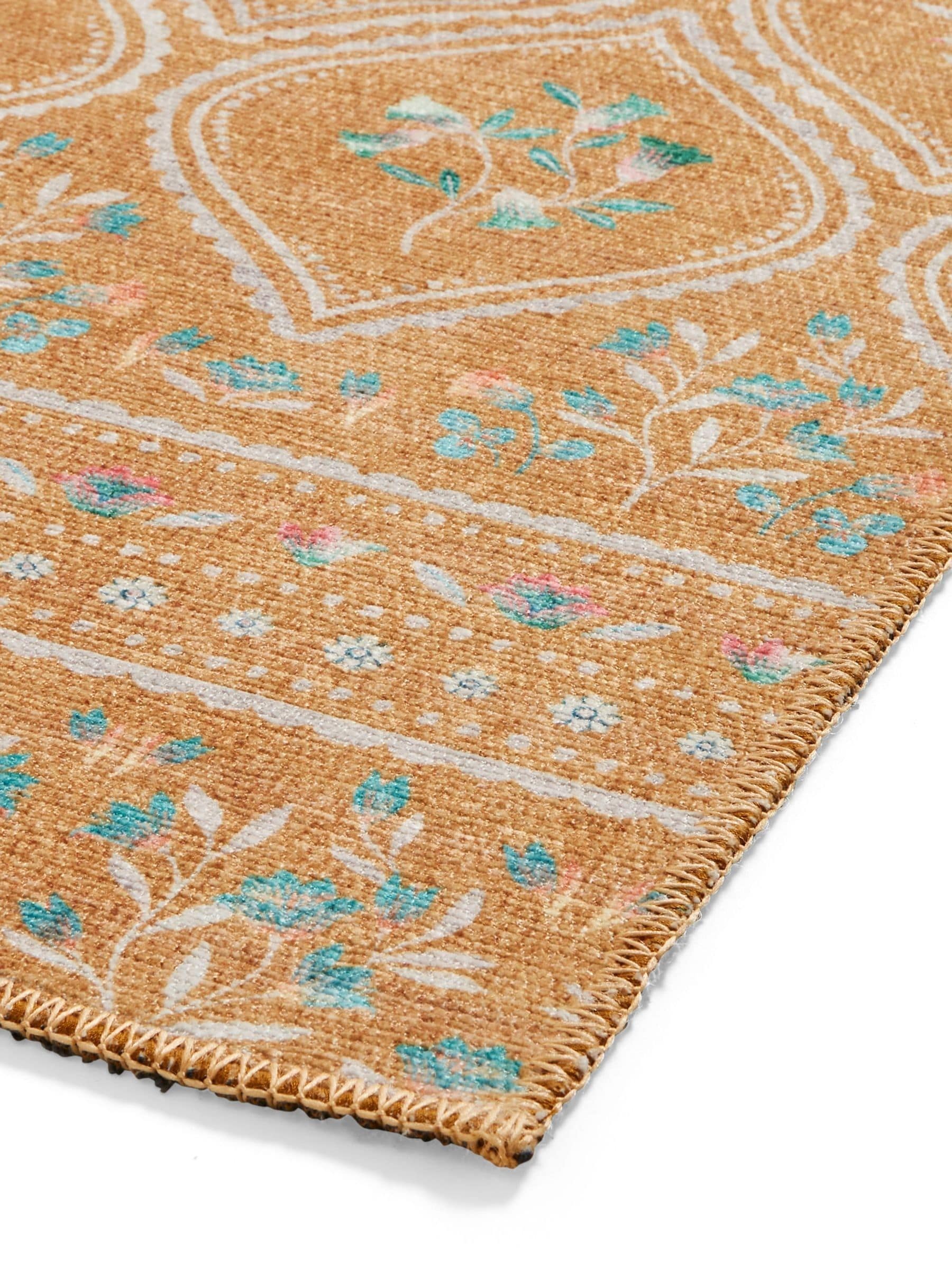 Catherine Lansfield yellow cameo floral washable rug - British product