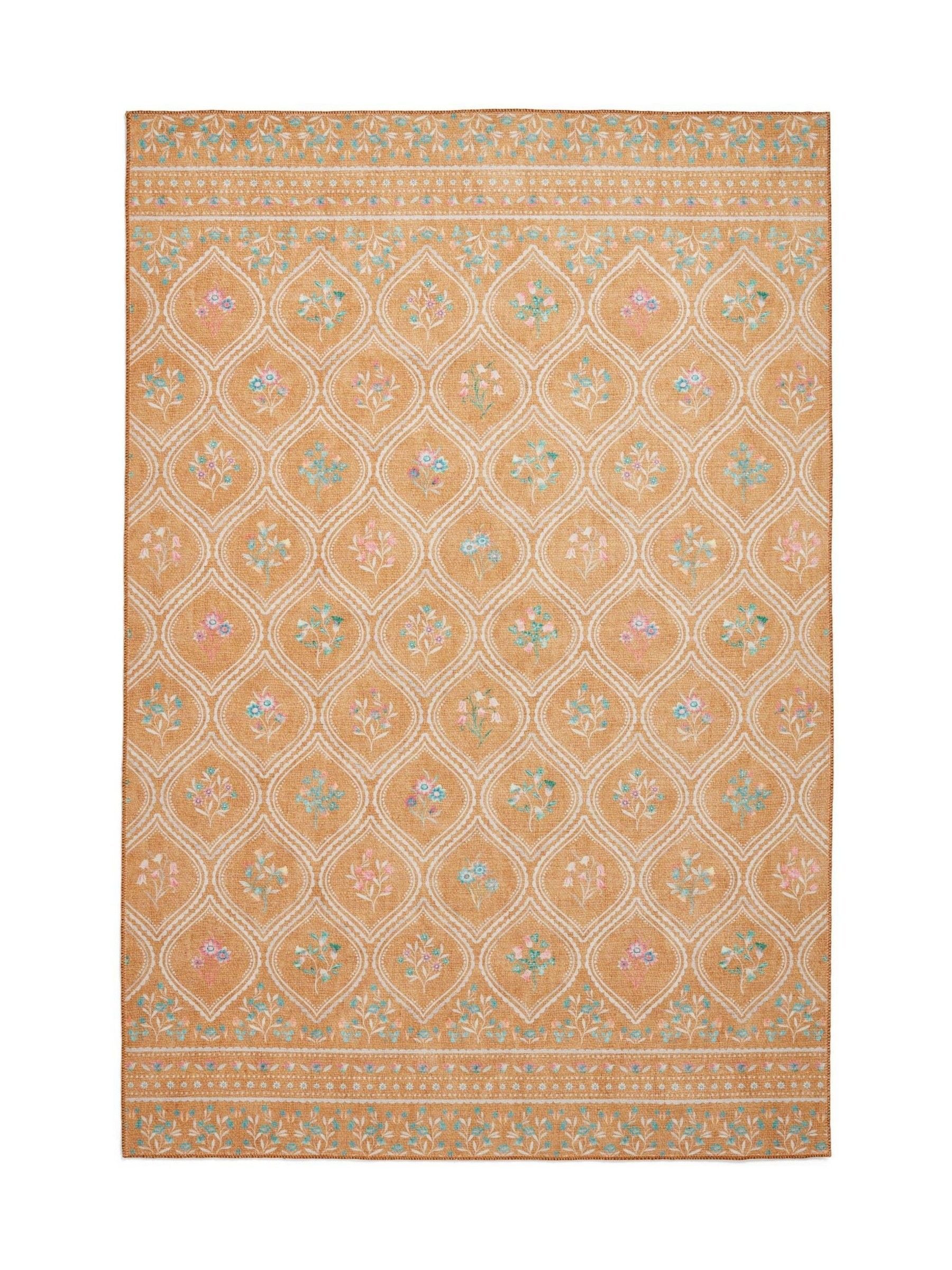 Catherine Lansfield yellow cameo floral washable rug - British product