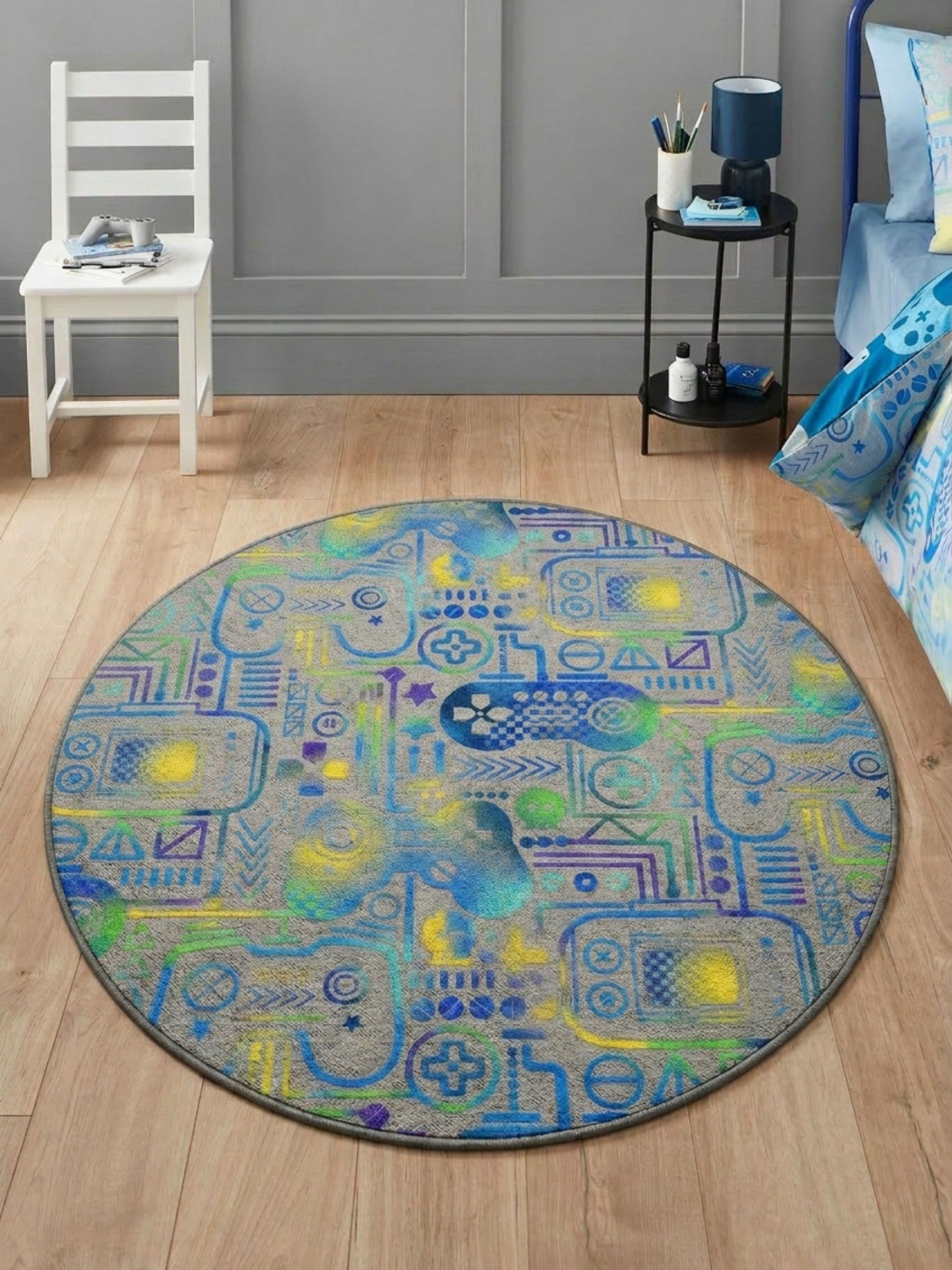 Catherine Lansfield Grey Gamer washable childrens rug (British brand)