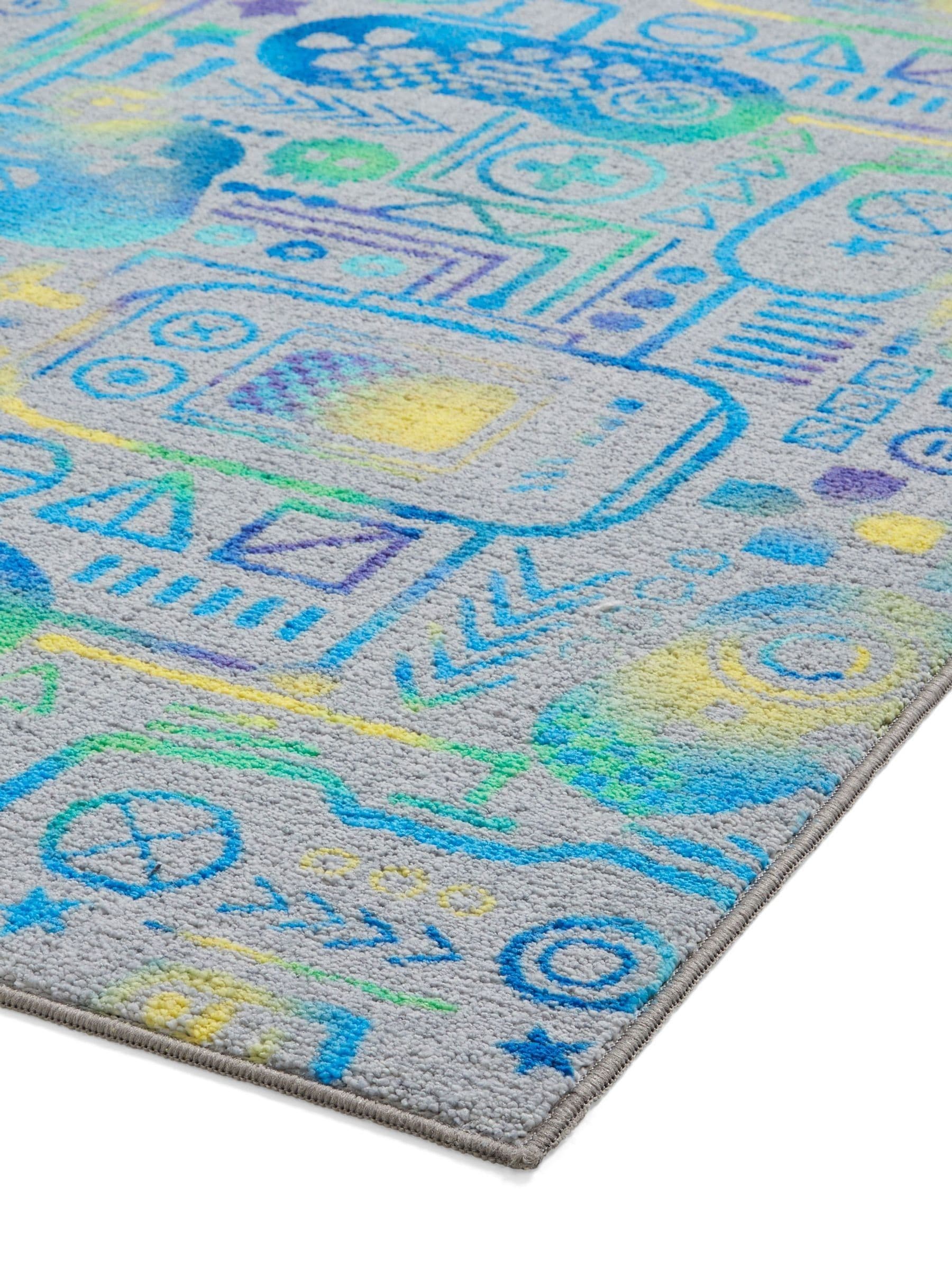 Catherine Lansfield Grey Gamer washable childrens rug (British brand)