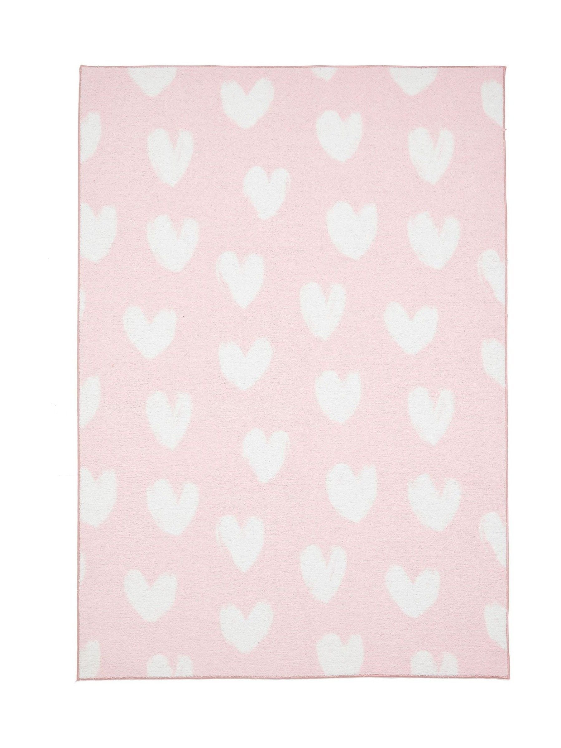 Catherine Lansfield pink hearts childrens rug, imported from the UK