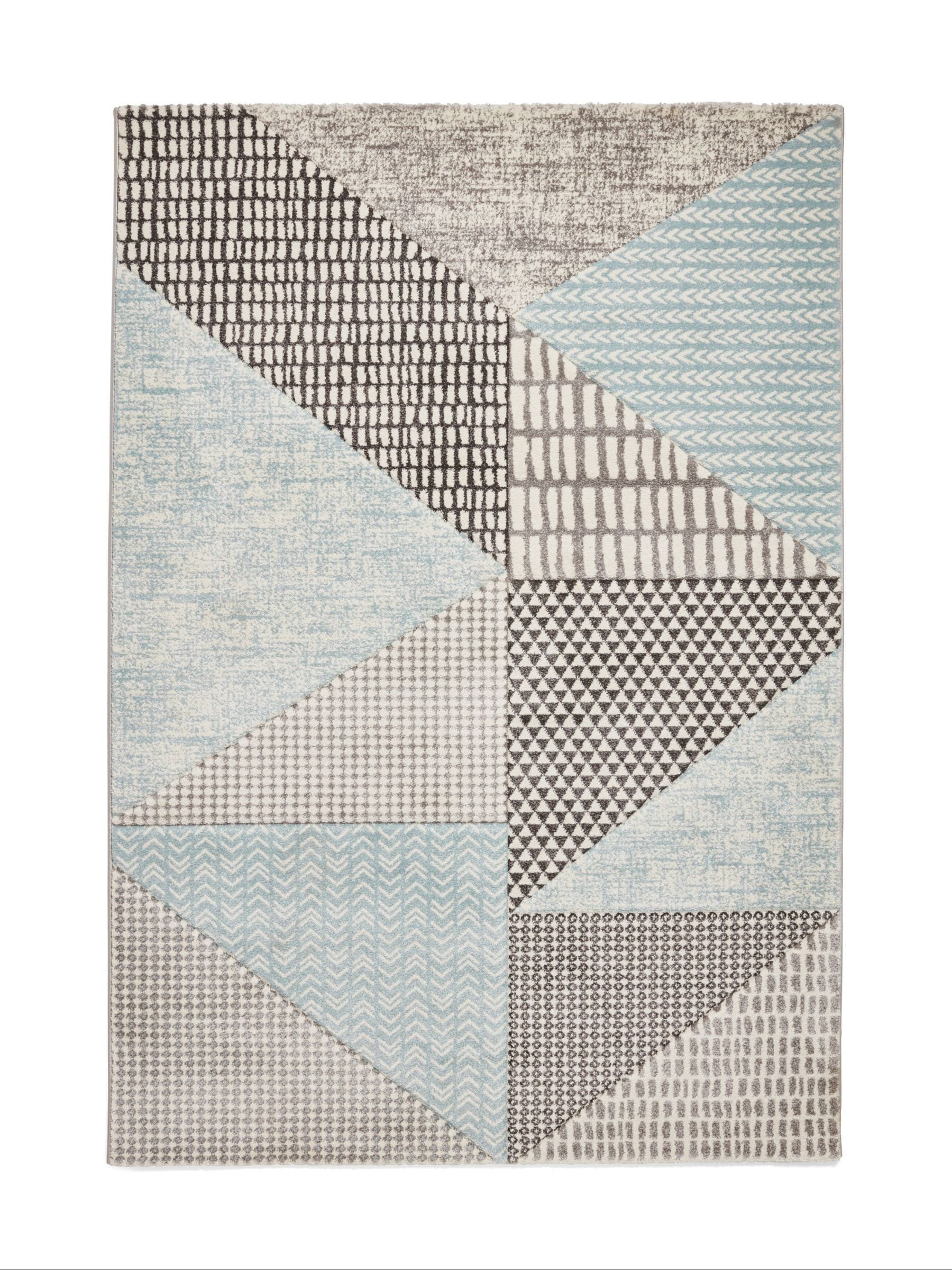 Catherine Lansfield blue grey Larsson geometric rug, imported from the UK