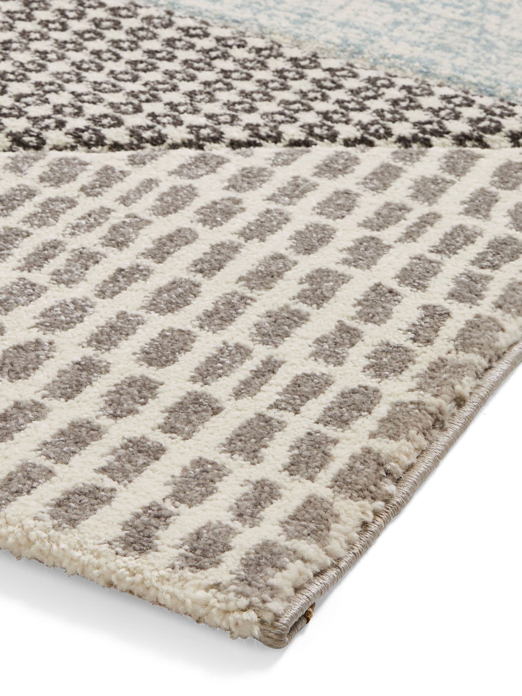 Catherine Lansfield blue grey Larsson geometric rug, imported from the UK