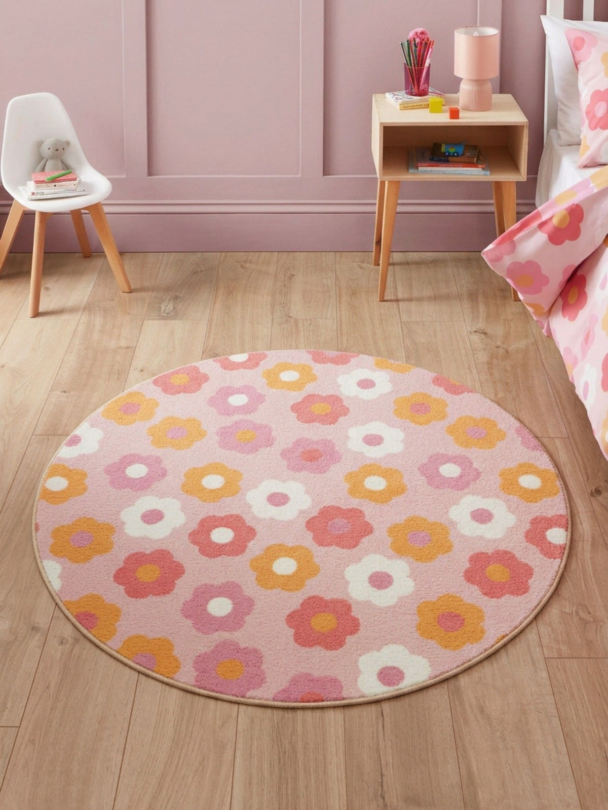 Catherine Lansfield pink daisy rug - British product