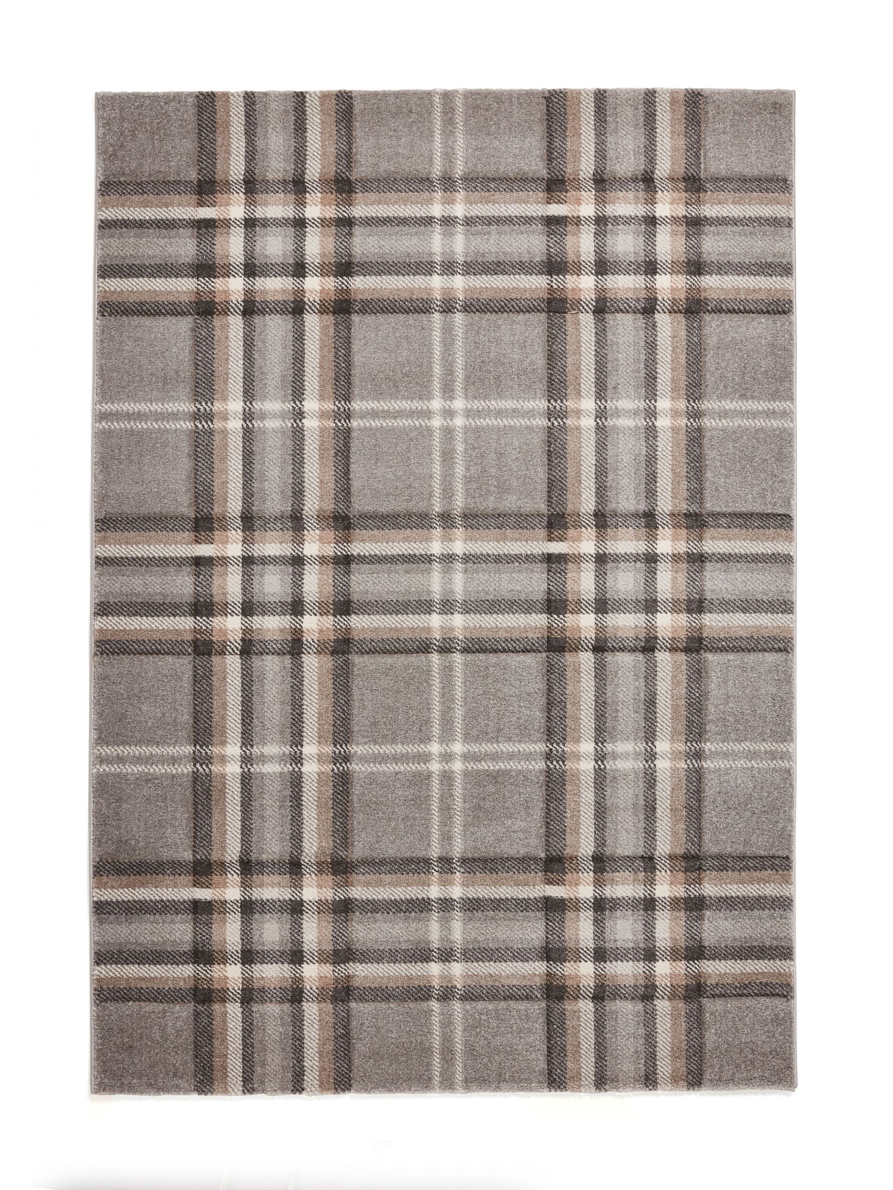 Catherine Lansfield grey Kelso check tartan rug - British product