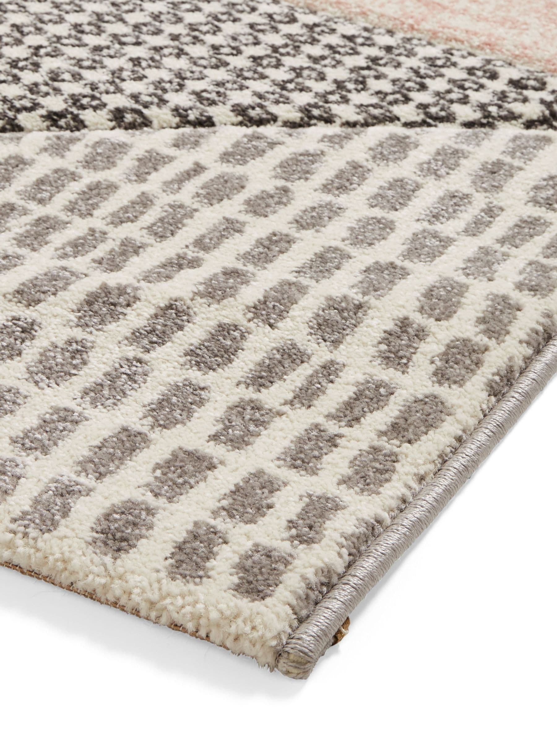 Catherine Lansfield rose grey geometric rug, imported from the UK