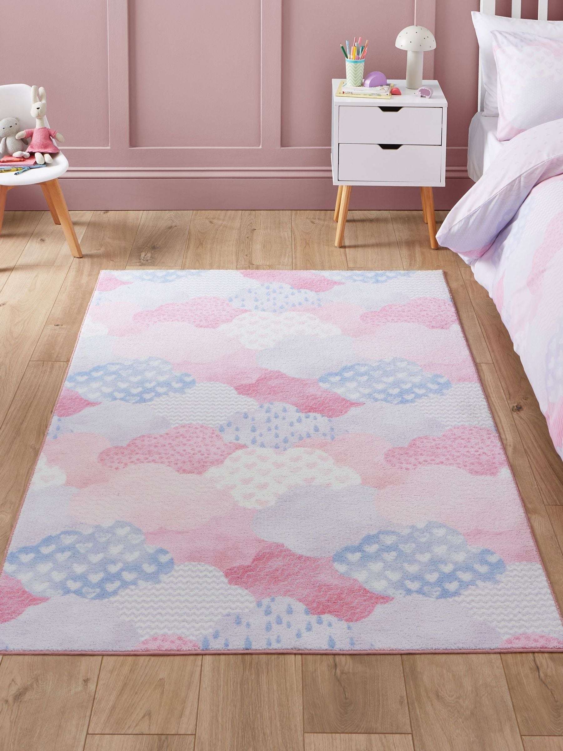Catherine Lansfield pink children's rug soft as a cloud - British product