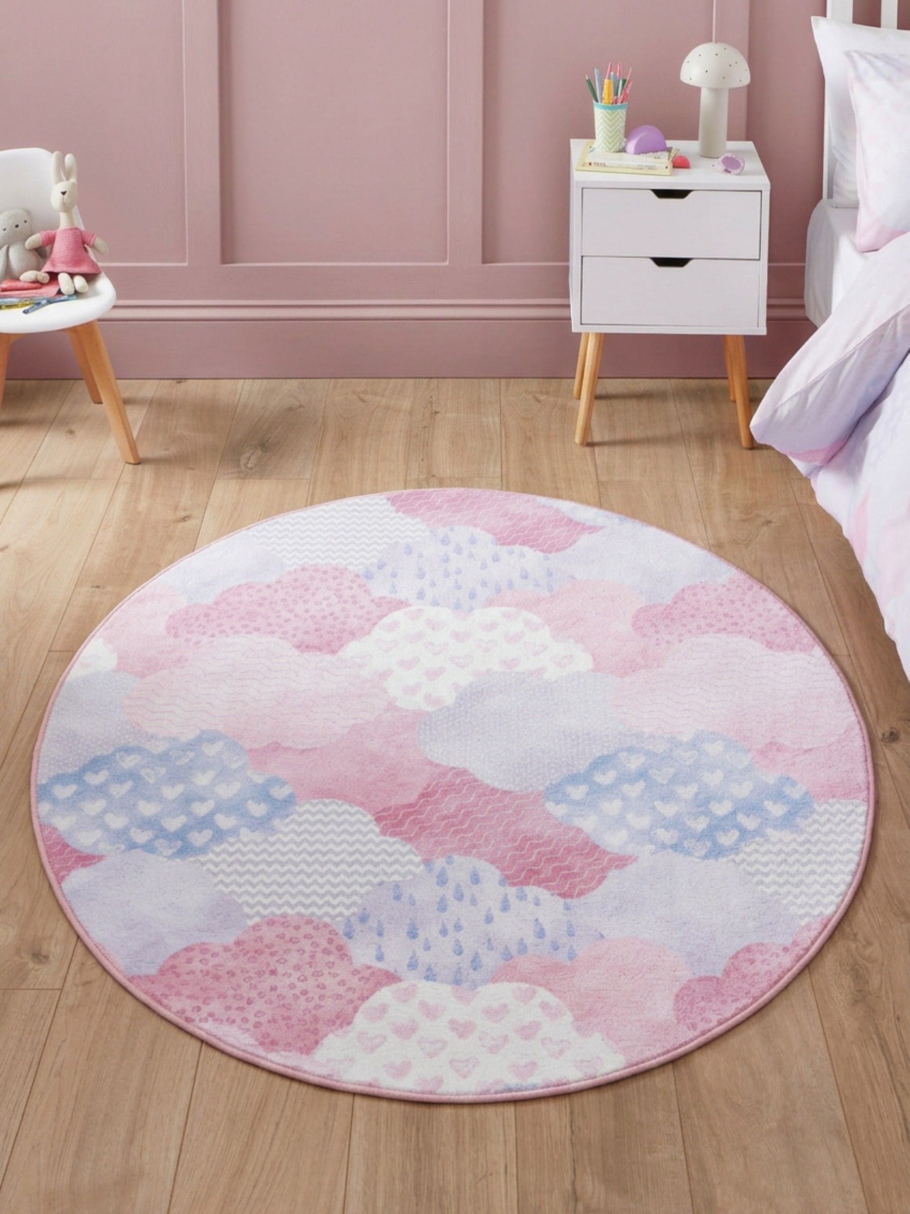 Catherine Lansfield pink children's rug soft as a cloud - British product