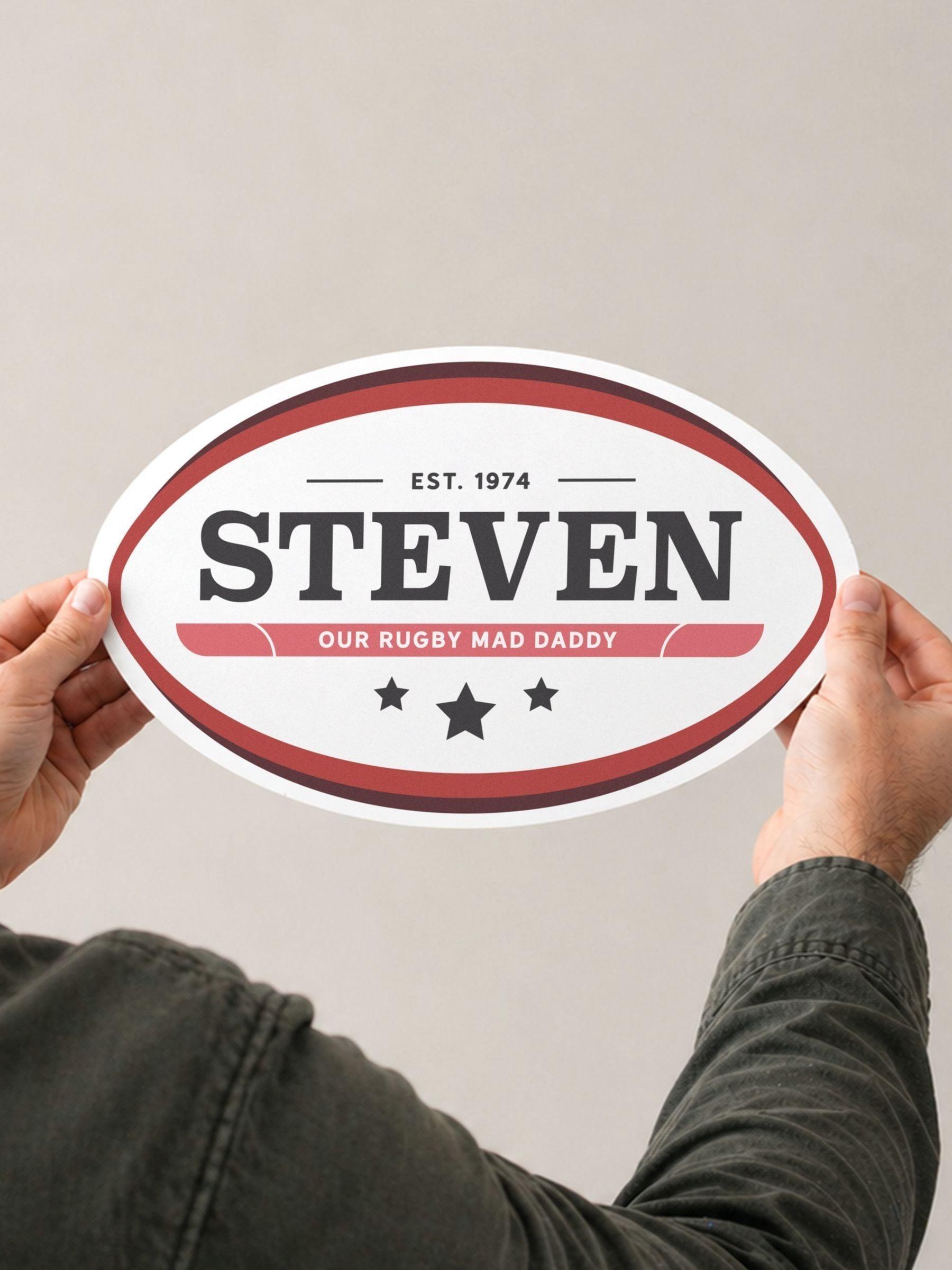 No Ordinary Gift personalised rugby ball metal sign 19cm, imported from the UK