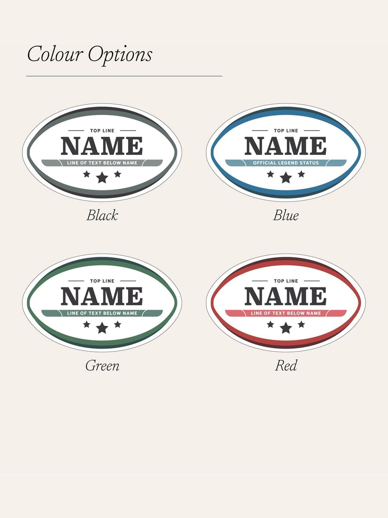 No Ordinary Gift personalised rugby ball metal sign 19cm, imported from the UK