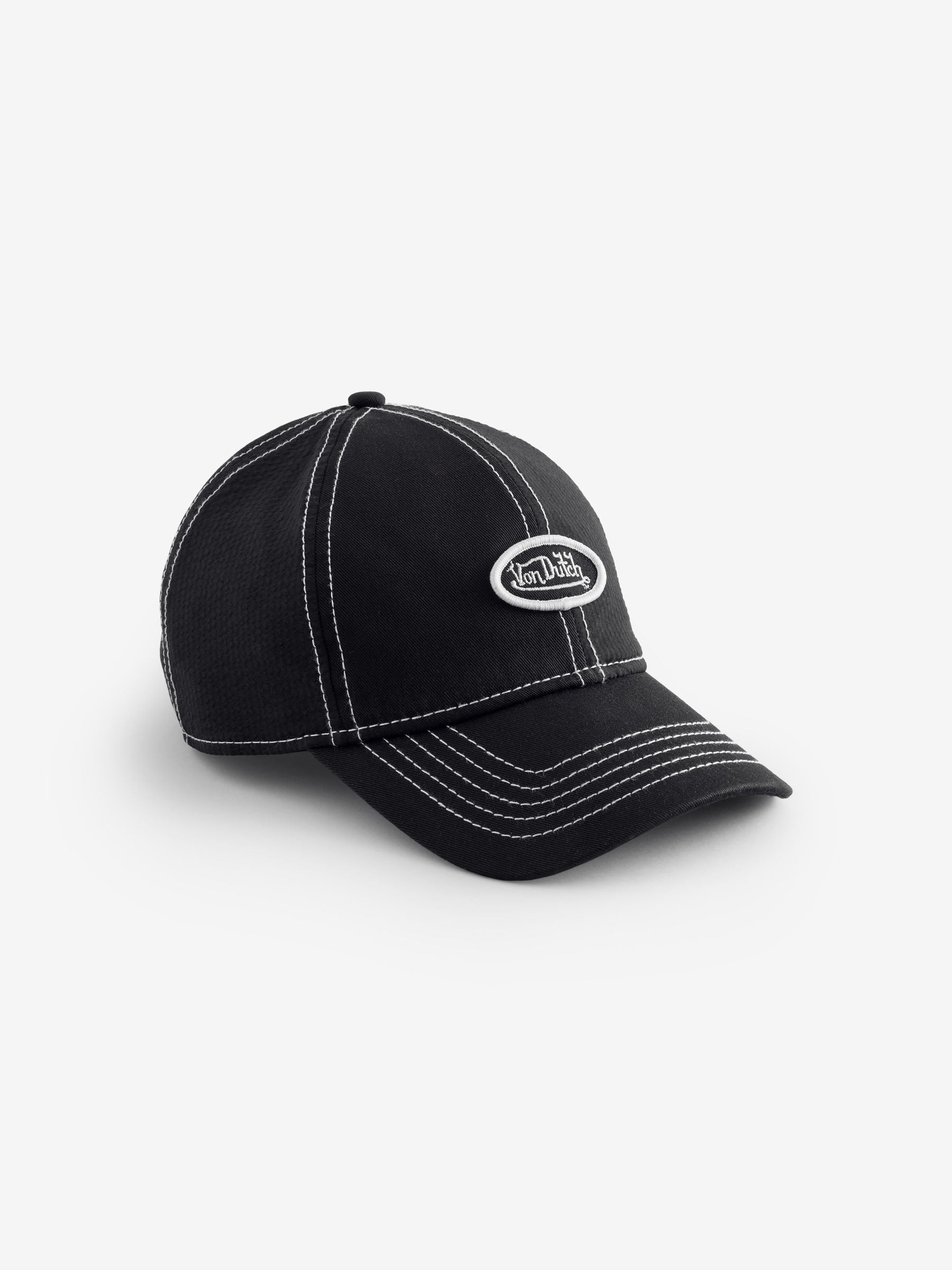 Von Dutch black contrast stitch 6 panel cap, UK version