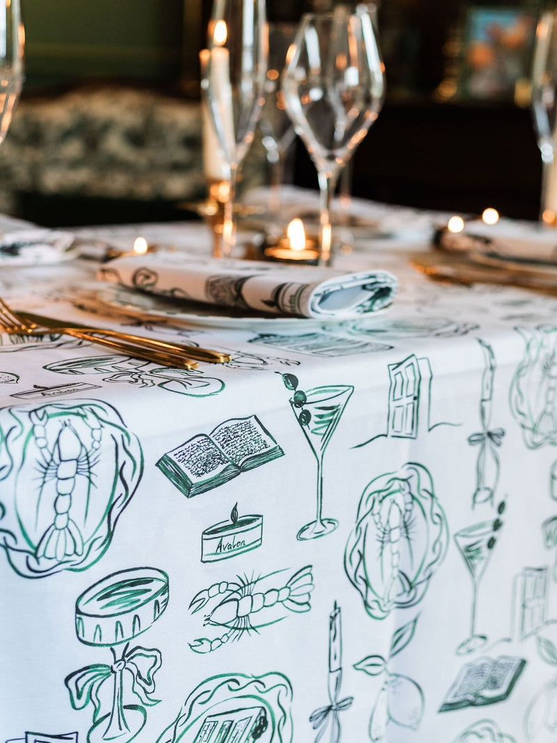 Avalon Home Green Just A Girl tablecloth 143x230cm (British brand)