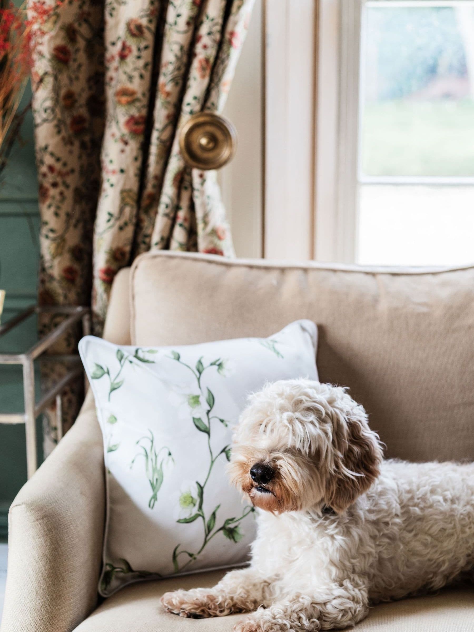 Avalon Home cushion cover Snowdrop and Hellebore 45x45cm - British product