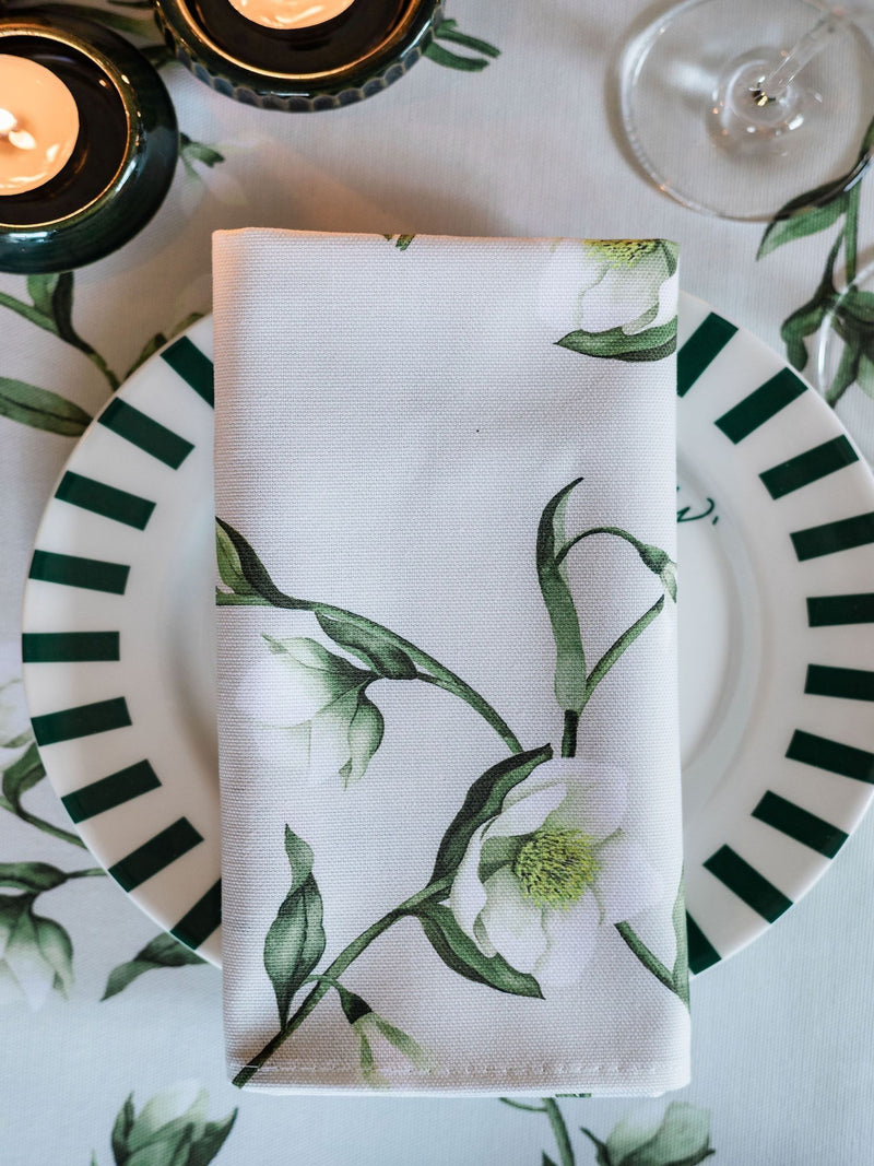 Avalon Home napkins snowdrop hellebore 45x45cm set of 2, imported from the UK
