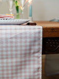 Avalon Home pink gingham table runner, 32x230cm - British product