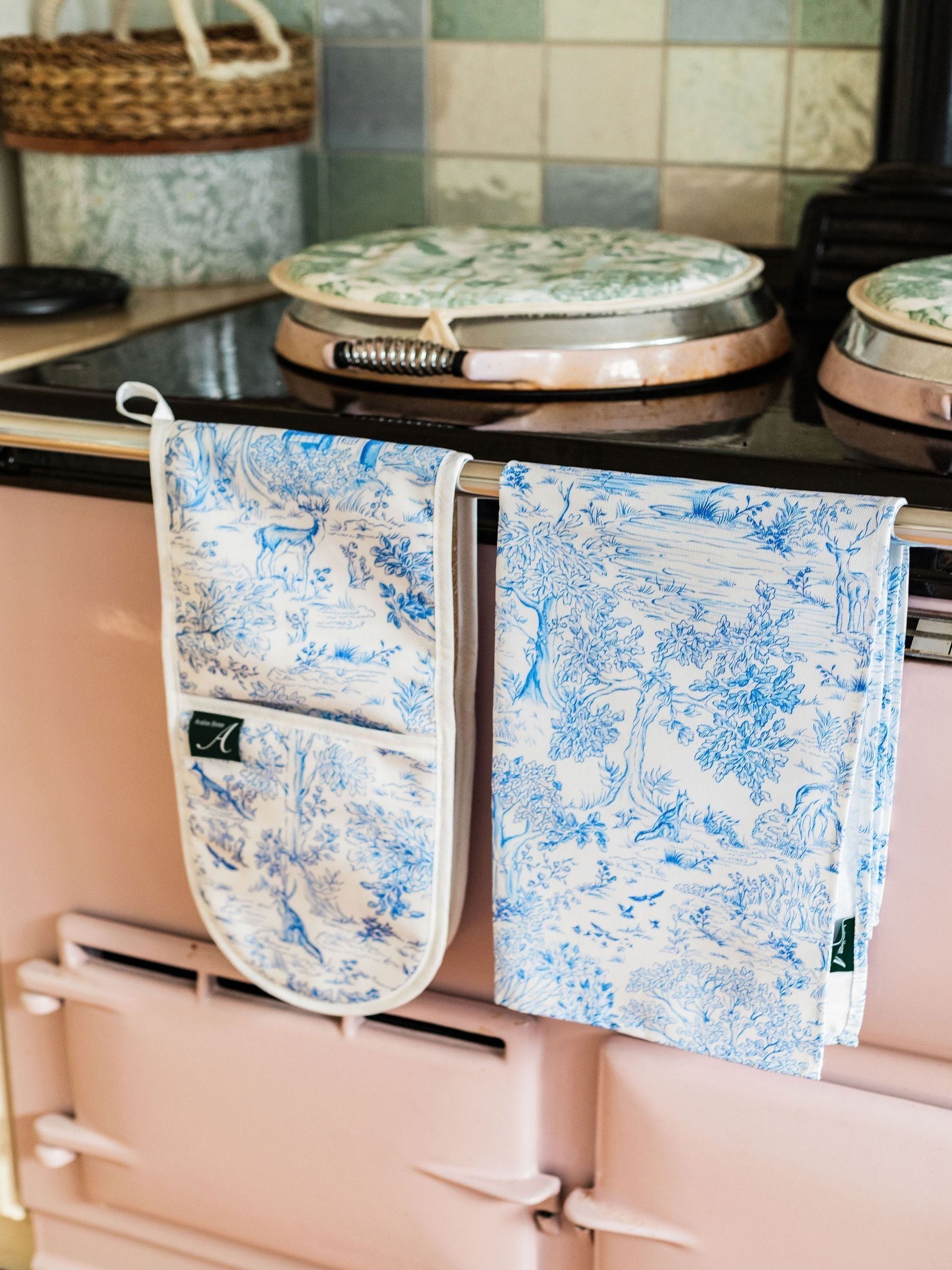 Avalon Home blue toile du Jouy tea towel, imported from the UK