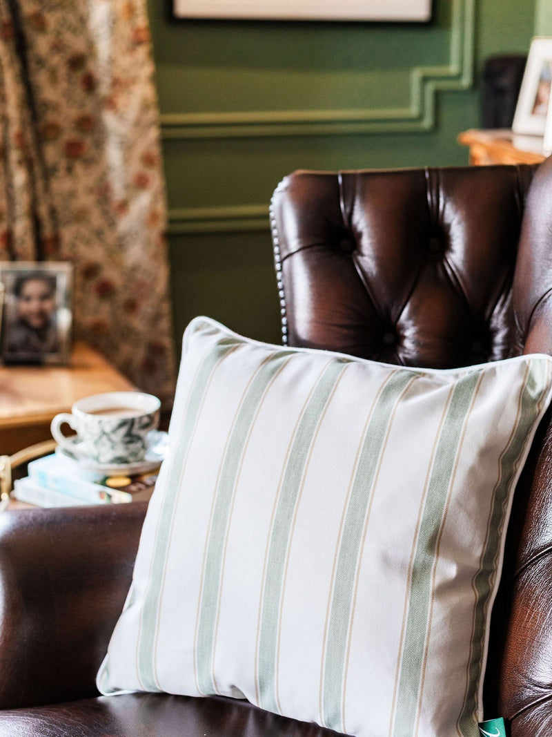 Avalon Home cushion cover sage ticking stripe 45x45cm - British product