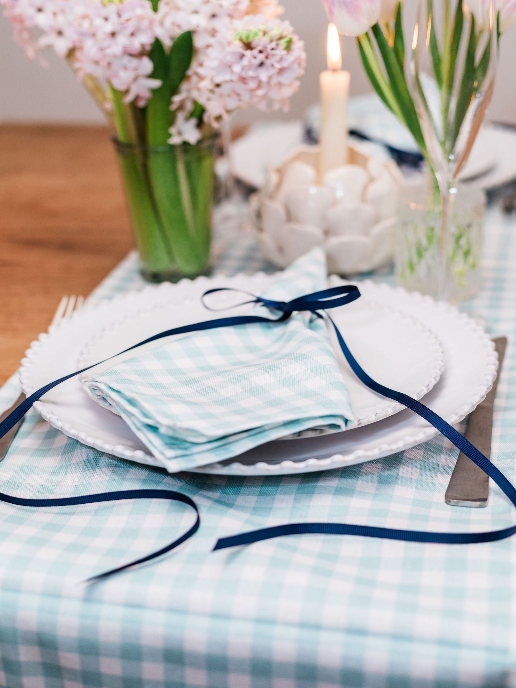 Avalon Home blue gingham napkins set of two 45cm (British brand)