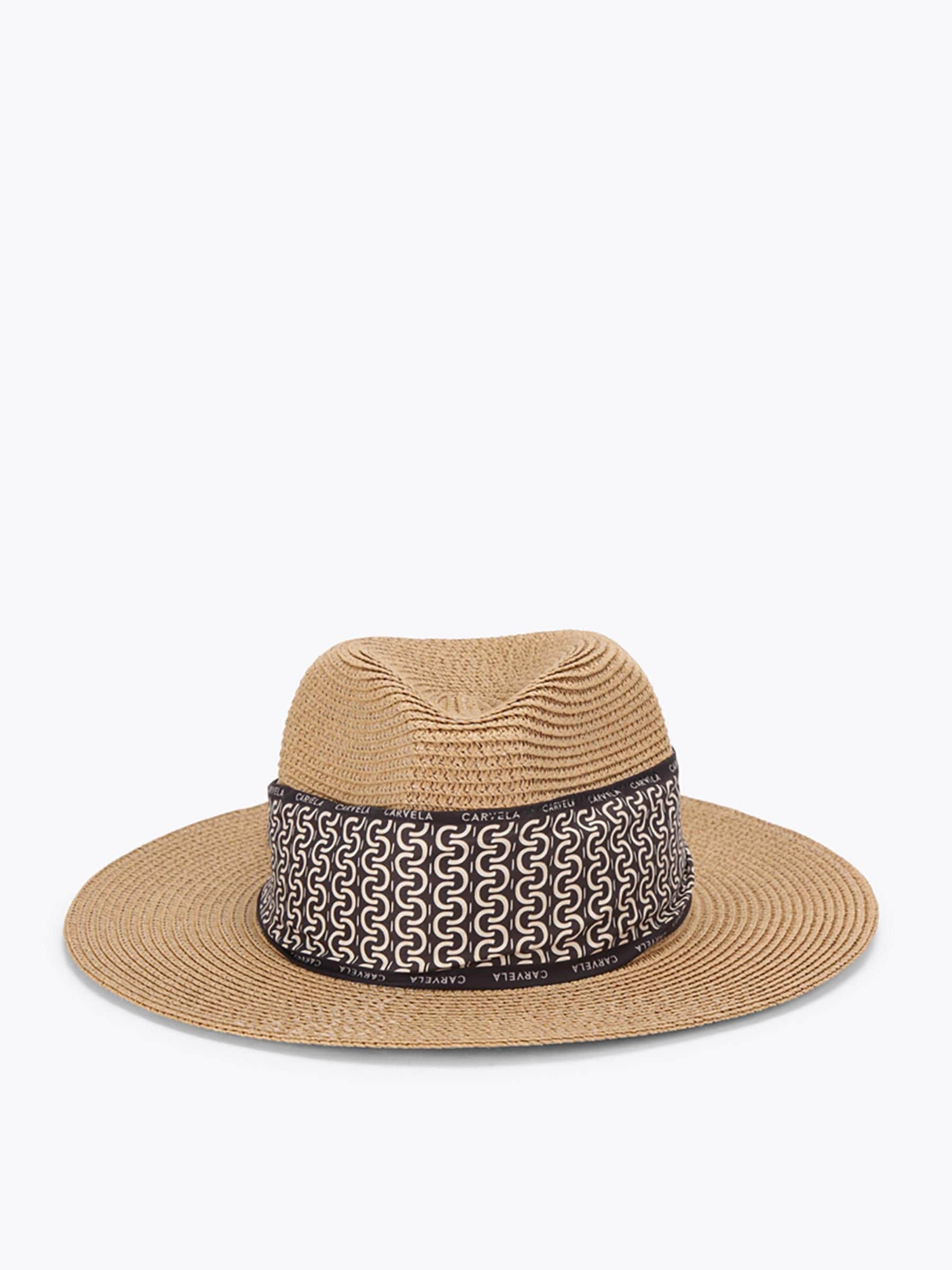 Carvela woven raffia scarf hat natural - British product
