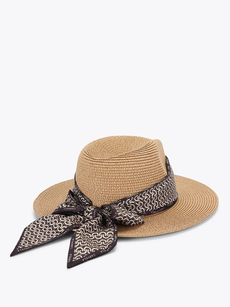 Carvela woven raffia scarf hat natural - British product