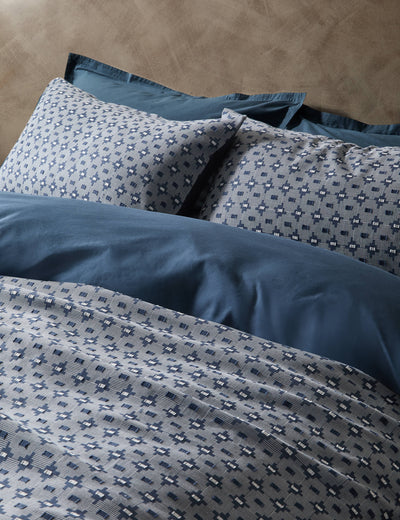 M&S X Fired Earth Kanbina Dobby Jacquard Pure Cotton Bedding Set