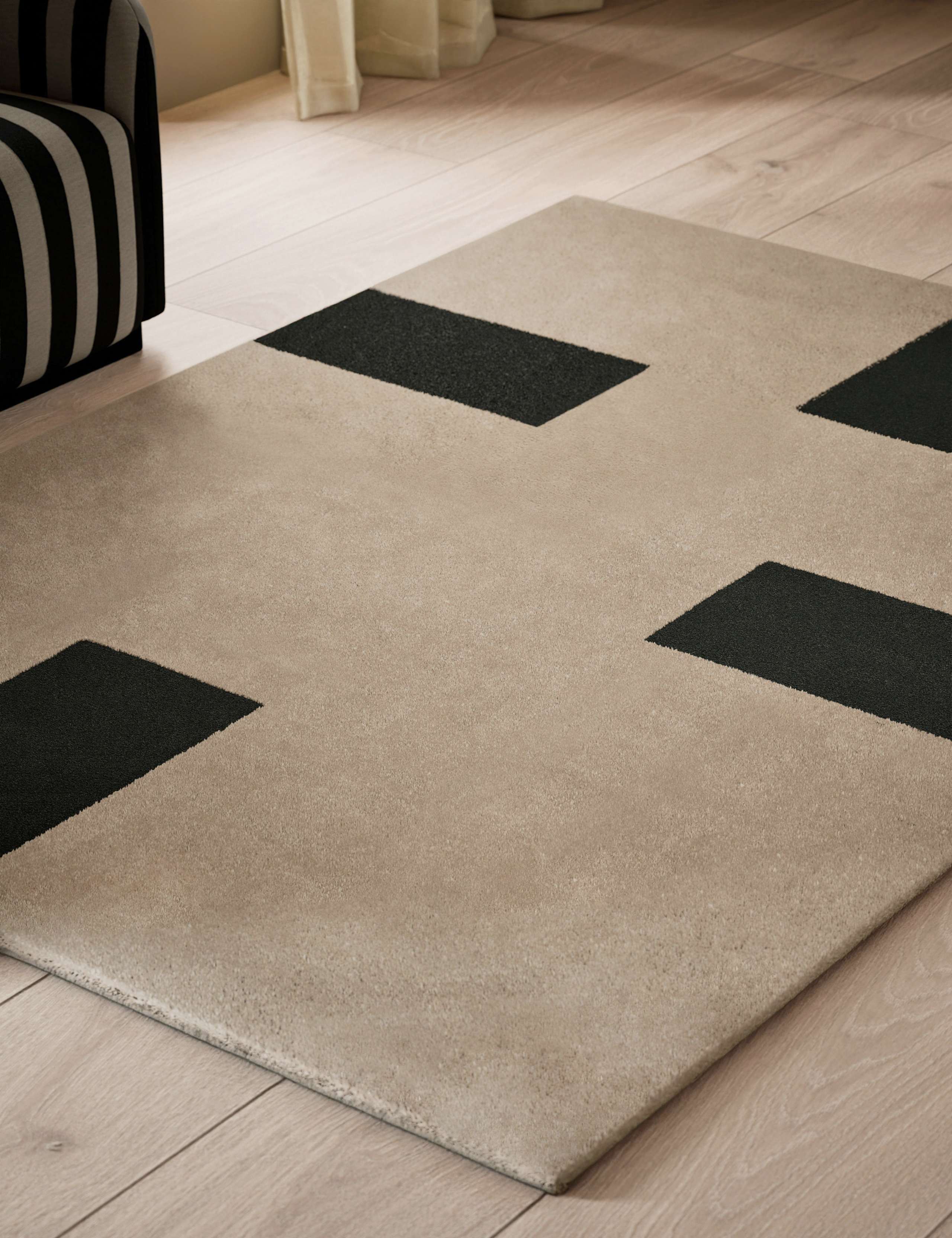Kelly Hoppen pure wool dash geometric rug, imported from the UK