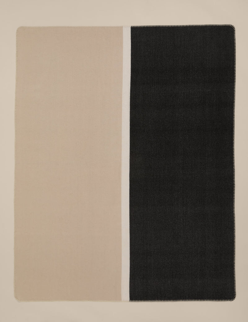 Kelly Hoppen wool blend colour block brushed throw 130x160cm, UK version