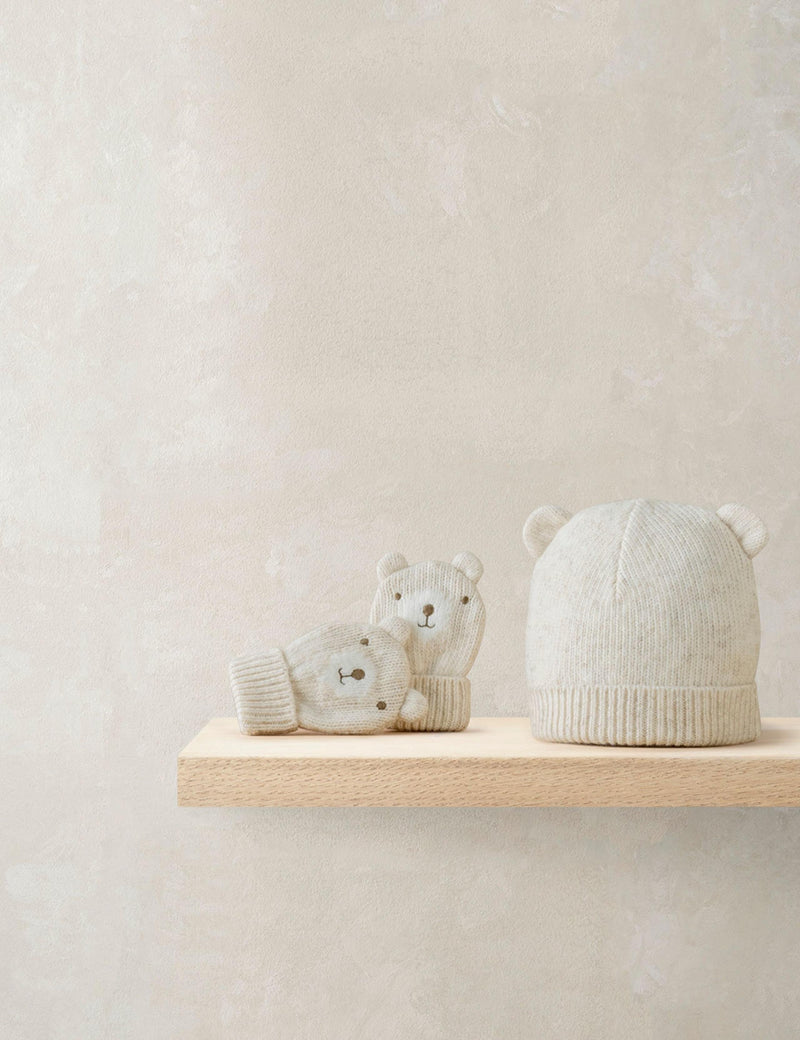 Mamas & Papas bear hat and mitten set 0-6 months, imported from the UK