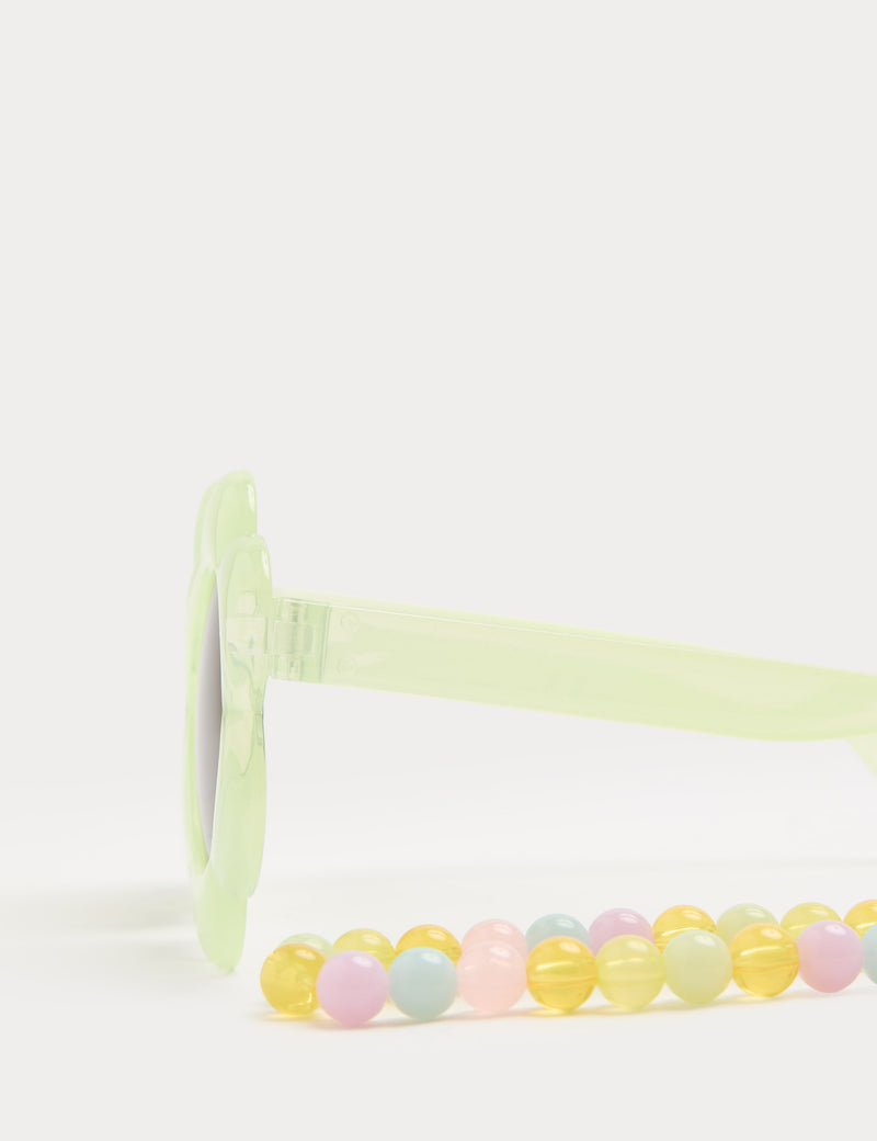 Kids flower sunglasses with beaded chain, UK version