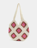 Kids pure cotton crochet tote bag with colourful design, imported from the UK