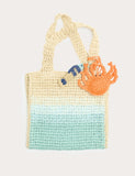 Raffia ombre charm tote bag for kids, imported from the UK