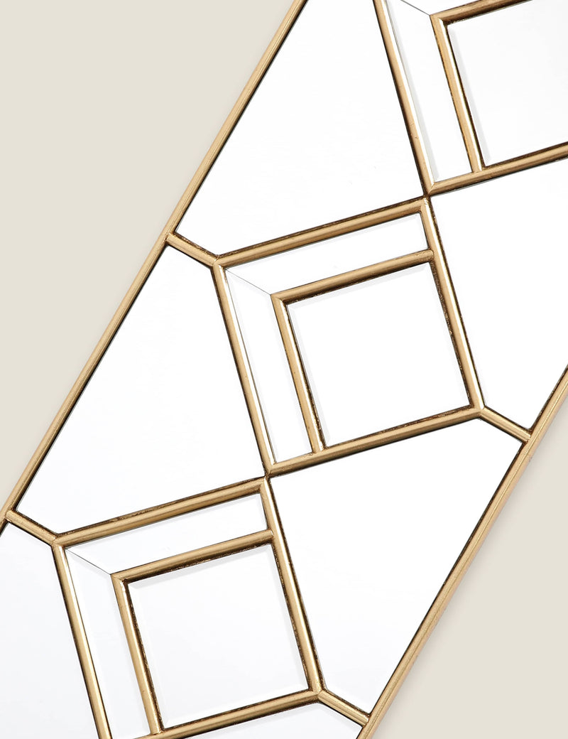 Dar rectangular hanging wall mirror with gold diamond pieces, imported from the UK