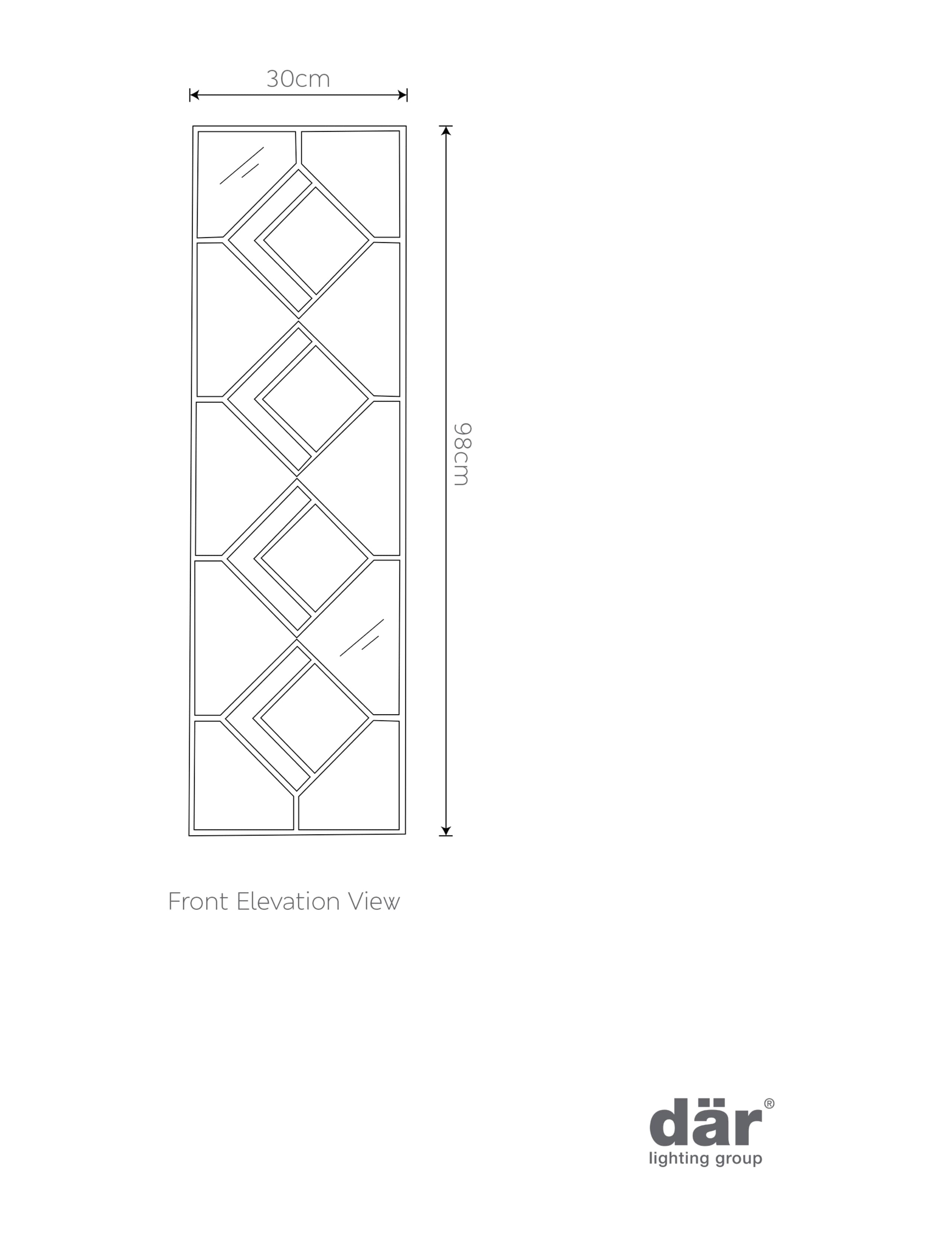Dar rectangular hanging wall mirror with gold diamond pieces, imported from the UK