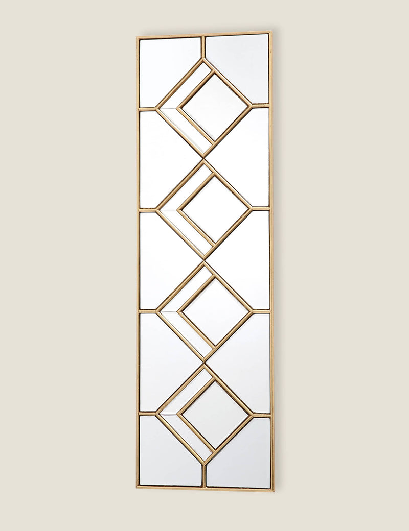 Dar rectangular hanging wall mirror with gold diamond pieces, imported from the UK