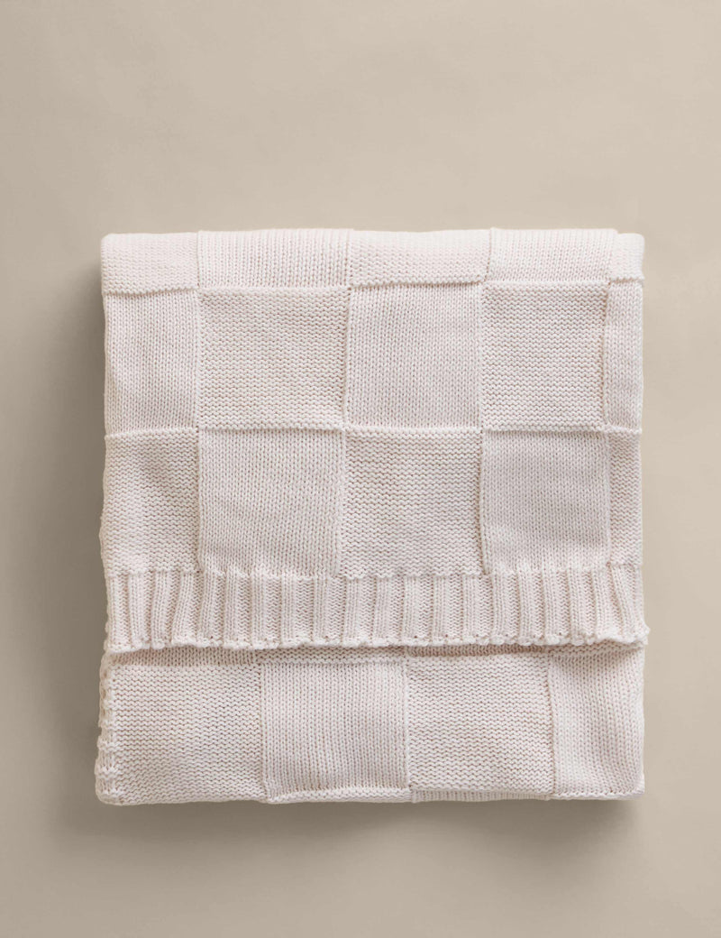 Knitted checkerboard throw large 130x170cm, imported from the UK